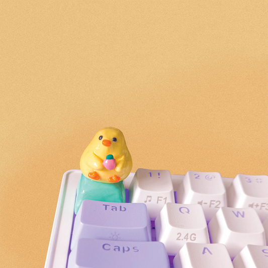 Strawberry Loving Chick Artisan Keycap