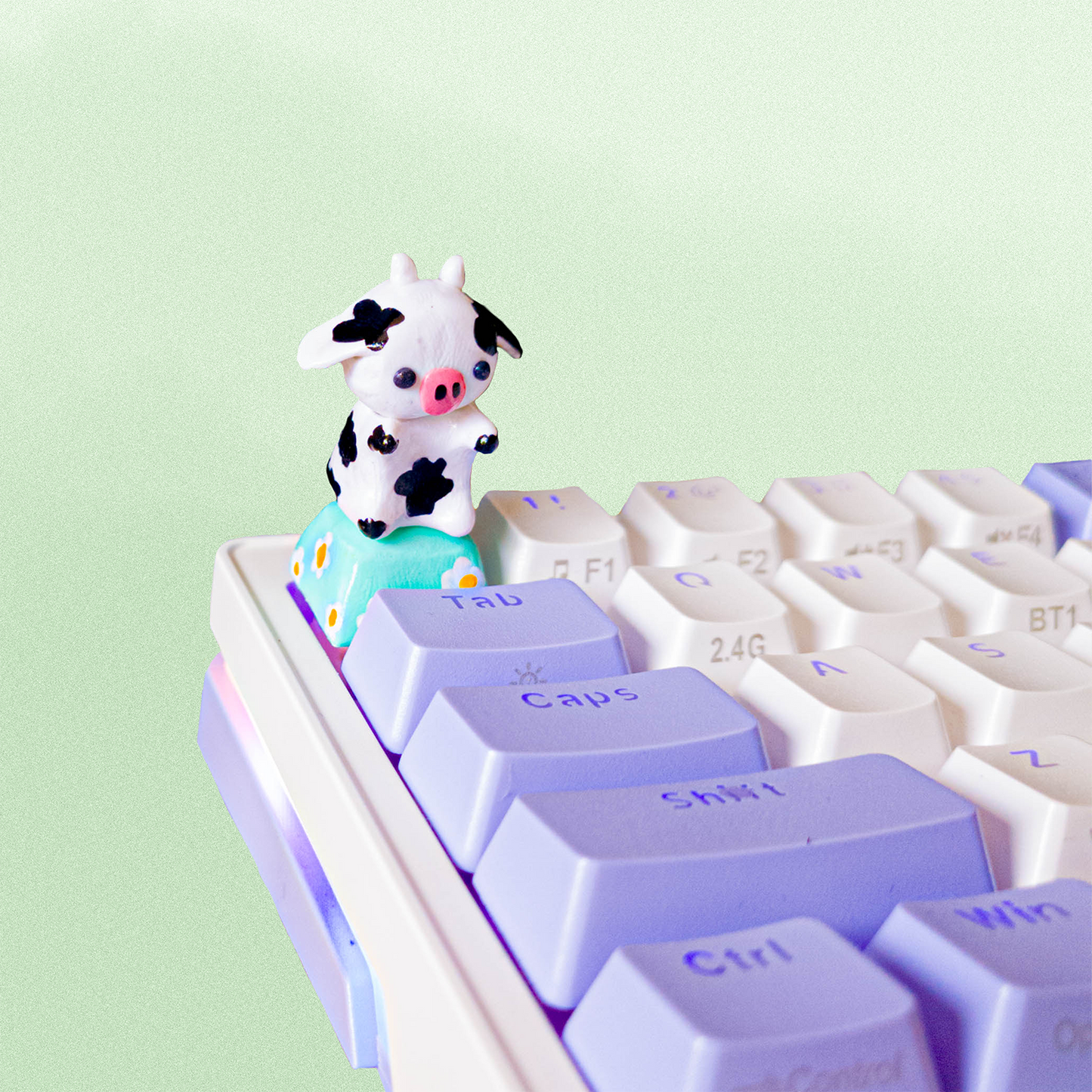 Daisy Fields Cow Artisan Keycap