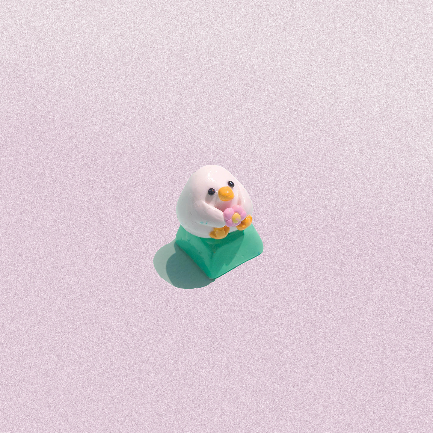 Chubby Goose with Pink Flowers Artisan Keycap