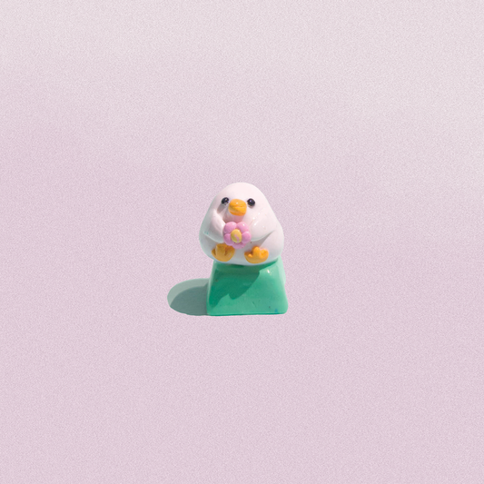 Chubby Goose with Pink Flowers Artisan Keycap