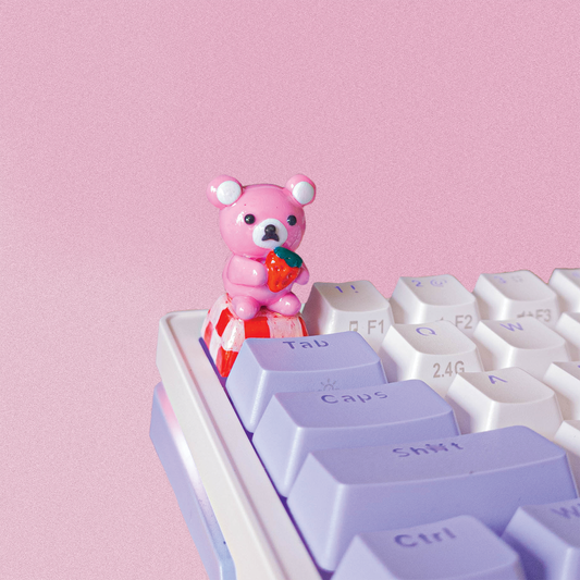Berry Pink Picnic Bear Artisan Keycap