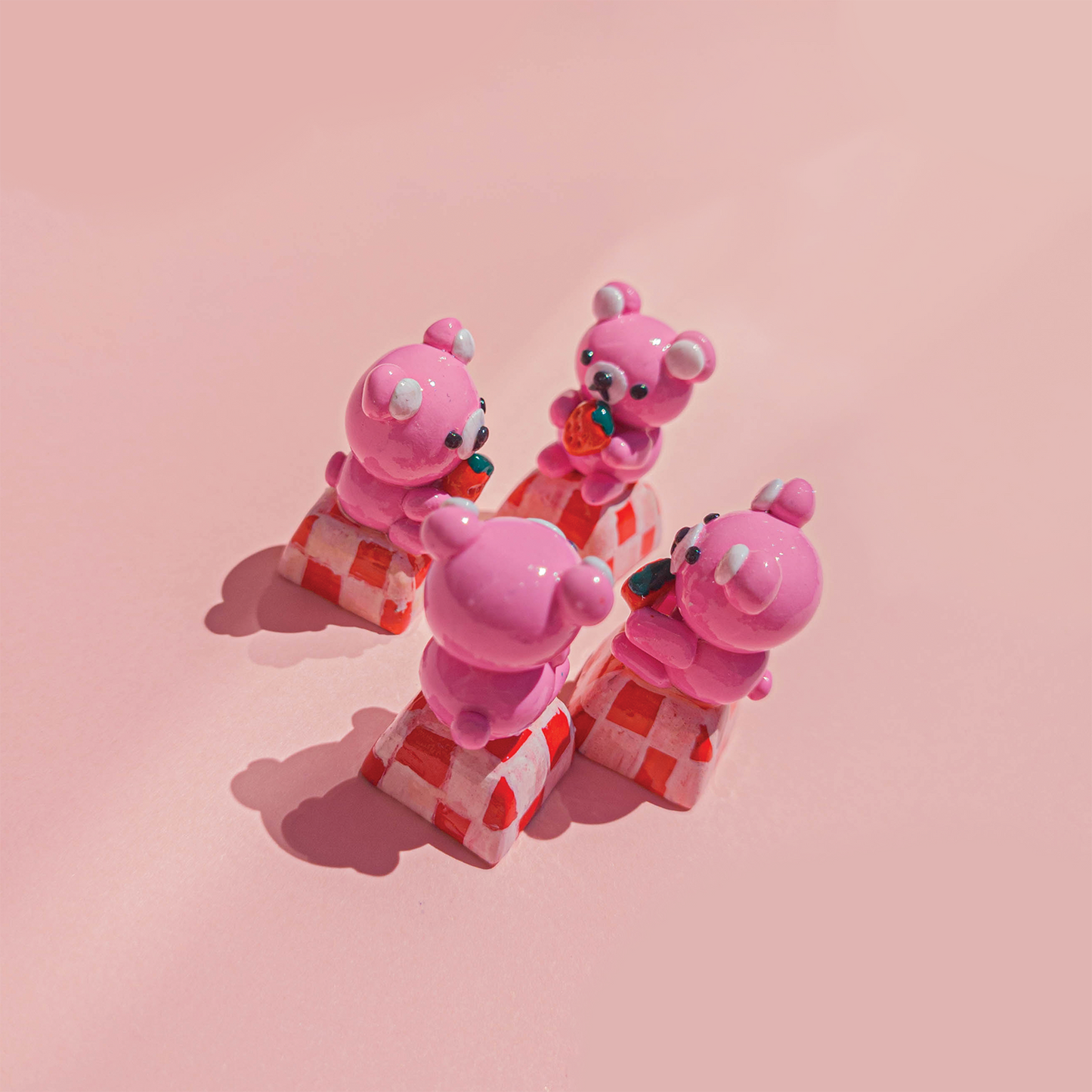 Berry Pink Picnic Bear Artisan Keycap
